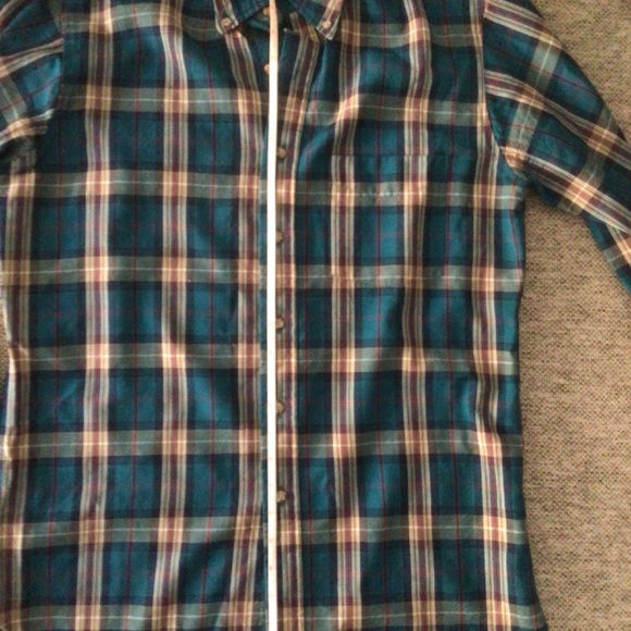 PENDLETON WOOL BLUE PLAID BUTTON DOWN SHIRT Size M-Long Made in USA - Picture 6 of 10